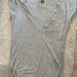 Free People Light Gray V-Neck Bodysuit